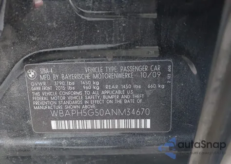 2010 BMW 328I z USA, uszkodzony, nr VIN WBAPH5G50ANM34670